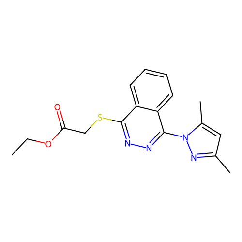 Ethyl {[4-(3,5-dimethyl-1H-pyrazol-1-yl)-1-phthalazinyl]sulfanyl}acetate structure