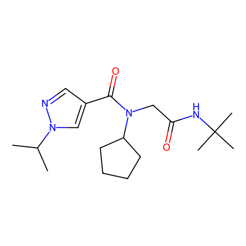 N-[2-(tert-butylamino)-2-oxoethyl]-N-cyclopentyl-1-propan-2-ylpyrazole-4-carboxamide structure