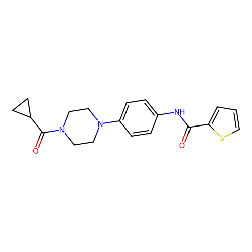N-{4-[4-(cyclopropylcarbonyl)piperazin-1-yl]phenyl}thiophene-2-carboxamide structure