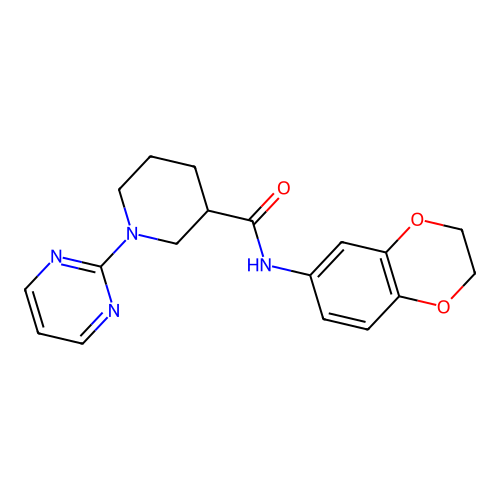 N-(2,3-dihydro-1,4-benzodioxin-6-yl)-1-(2-pyrimidinyl)-3-piperidinecarboxamide structure