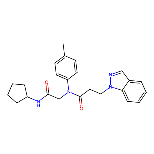 N-[2-(cyclopentylamino)-2-oxoethyl]-3-indazol-1-yl-N-(4-methylphenyl)propanamide structure