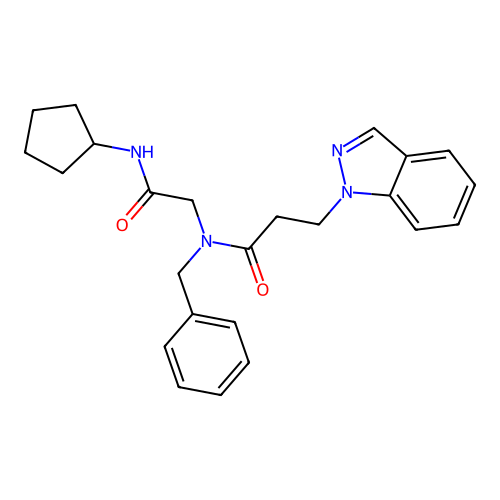 N-benzyl-N-[2-(cyclopentylamino)-2-oxoethyl]-3-indazol-1-ylpropanamide structure