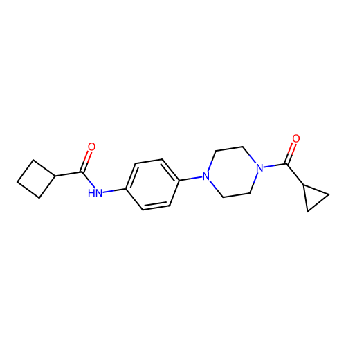 N-[4-[4-(cyclopropanecarbonyl)piperazin-1-yl]phenyl]cyclobutanecarboxamide structure