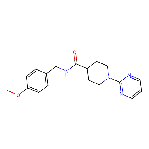 N-(4-methoxybenzyl)-1-(pyrimidin-2-yl)piperidine-4-carboxamide structure