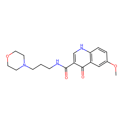 4-hydroxy-6-methoxy-N-(3-morpholinopropyl)quinoline-3-carboxamide structure