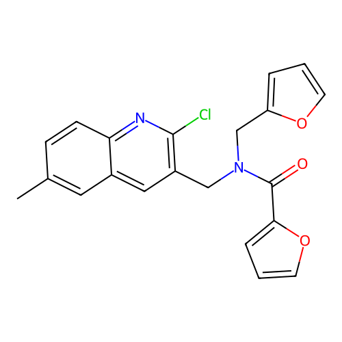 2-Furancarboxamide, N-[(2-chloro-6-methyl-3-quinolinyl)methyl]-N-(2-furanylmethyl)- (9CI) structure