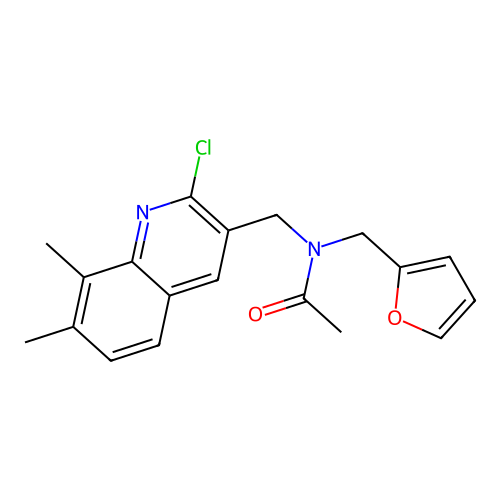 N-[(2-chloro-7,8-dimethylquinolin-3-yl)methyl]-N-(furan-2-ylmethyl)acetamide structure