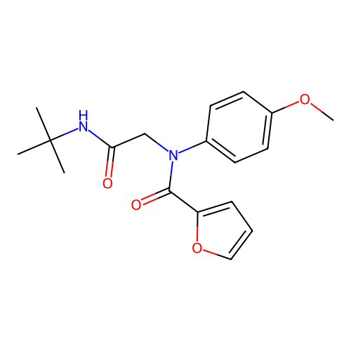 Furan-2-carboxylic acid (tert-butylcarbamoyl-methyl)-(4-methoxy-phenyl)-amide structure