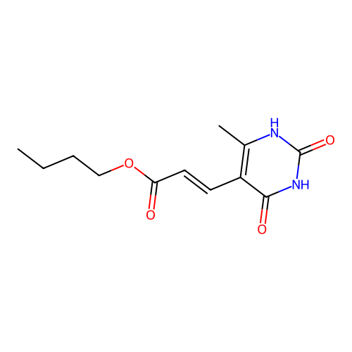 butyl (2E)-3-(2,4-dihydroxy-6-methylpyrimidin-5-yl)prop-2-enoate structure