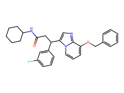 3-[8-(Benzyloxy)imidazo[1,2-a]pyridin-3-yl]-N-cyclohexyl-3-(3-fluorophenyl)propanamide structure