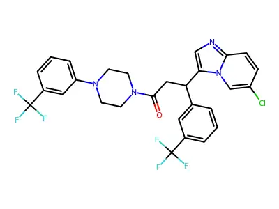 3-(6-Chloroimidazo[1,2-a]pyridin-3-yl)-3-[3-(trifluoromethyl)phenyl]-1-{4-[3-(trifluoromethyl)phenyl]piperazin-1-yl}propan-1-one structure