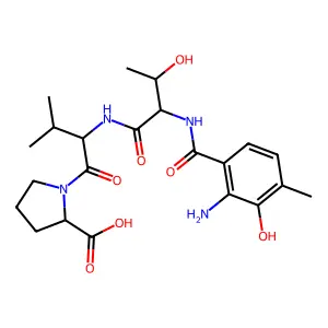 N-(2-Amino-3-hydroxy-4-methylbenzoyl)threonylvalylproline structure