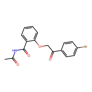 N-acetyl-2-[2-(4-bromophenyl)-2-oxoethoxy]benzamide structure