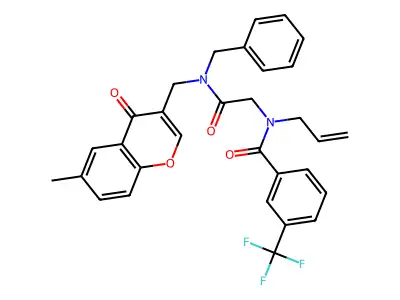 N-(2-{Benzyl[(6-methyl-4-oxo-4H-1-benzopyran-3-yl)methyl]amino}-2-oxoethyl)-N-(prop-2-en-1-yl)-3-(trifluoromethyl)benzamide structure