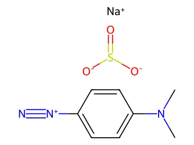Sodium p-(dimethylamino)benzenediazonium sulphite structure