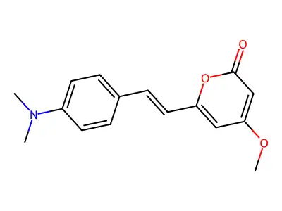 6-[2-(4-Dimethylaminophenyl)ethenyl]-4-methoxy-pyran-2-one structure