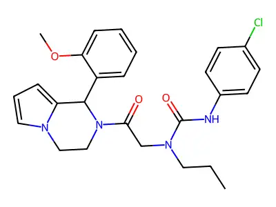 3-(4-chlorophenyl)-1-[2-[1-(2-methoxyphenyl)-3,4-dihydro-1H-pyrrolo[1,2-a]pyrazin-2-yl]-2-oxoethyl]-1-propylurea structure