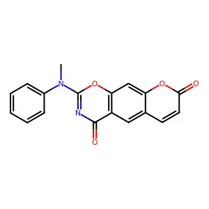 2-(N-methylanilino)pyrano[3,2-g][1,3]benzoxazine-4,8-dione structure