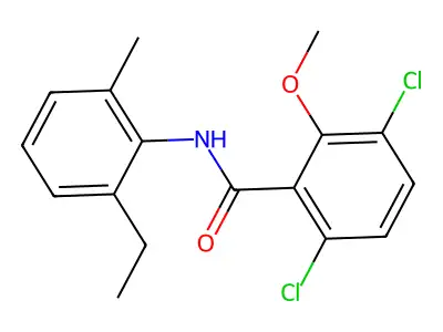 3,6-dichloro-N-(2-ethyl-6-methylphenyl)-2-methoxybenzamide structure