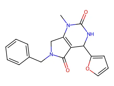 6-benzyl-4-(furan-2-yl)-1-methyl-4,7-dihydro-3H-pyrrolo[3,4-d]pyrimidine-2,5-dione structure