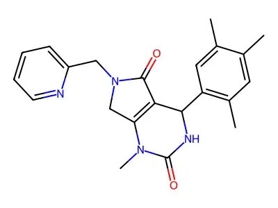 1-methyl-6-(pyridin-2-ylmethyl)-4-(2,4,5-trimethylphenyl)-4,7-dihydro-3H-pyrrolo[3,4-d]pyrimidine-2,5-dione structure