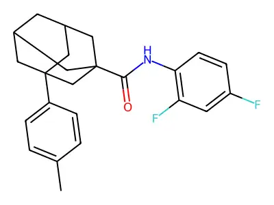 N-(2,4-difluorophenyl)-3-(4-methylphenyl)adamantane-1-carboxamide structure