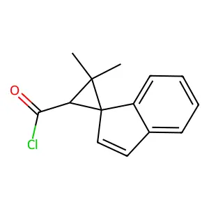 3,3-Dimethylspiro(cyclopropane-1,1'-(1H)indene)-2-carbonyl chloride structure