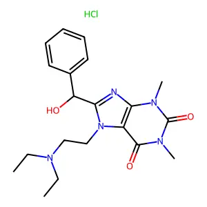 Theophylline, 7-(beta-diethylaminoethyl)-8-(alpha-hydroxybenzyl)-, hydrochloride structure