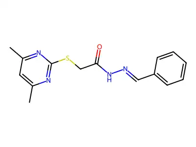 (Z)-N'-benzylidene-2-((4,6-dimethylpyrimidin-2-yl)thio)acetohydrazide structure