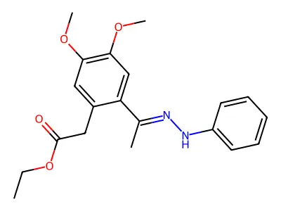 ethyl 2-[2-[(E)-N-anilino-C-methylcarbonimidoyl]-4,5-dimethoxyphenyl]acetate structure