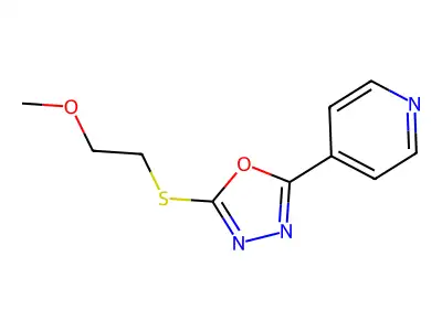 2-((2-Methoxyethyl)thio)-5-(pyridin-4-yl)-1,3,4-oxadiazole structure