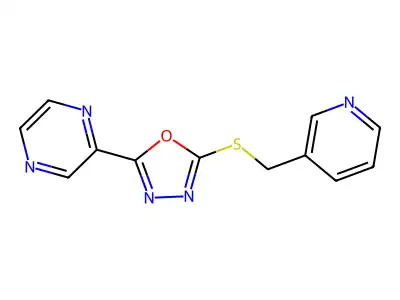 2-{5-[(3-Pyridinylmethyl)sulfanyl]-1,3,4-oxadiazol-2-yl}pyrazine structure