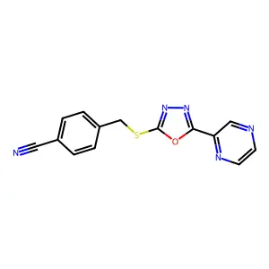 4-(5-Pyrazin-2-yl-[1,3,4]oxadiazol-2-ylsulfanylmethyl)-benzonitrile structure