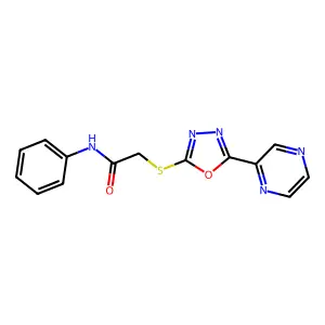 N-Phenyl-2-{[5-(2-pyrazinyl)-1,3,4-oxadiazol-2-yl]sulfanyl}acetamide structure