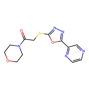 1-Morpholino-2-((5-(pyrazin-2-yl)-1,3,4-oxadiazol-2-yl)thio)ethanone structure