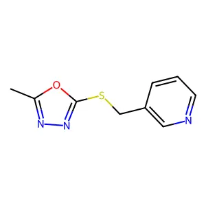 2-Methyl-5-((pyridin-3-ylmethyl)thio)-1,3,4-oxadiazole structure