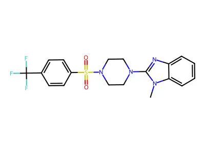 1-Methyl-2-[4-[4-(trifluoromethyl)phenyl]sulfonylpiperazin-1-yl]benzimidazole structure