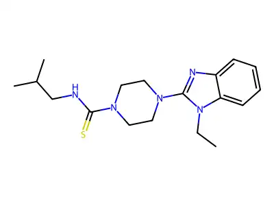 4-(1-Ethyl-1H-benzoimidazol-2-yl)-piperazine-1-carbothioic acid isobutyl-amide structure
