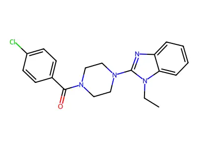 (4-Chloro-phenyl)-[4-(1-ethyl-1H-benzoimidazol-2-yl)-piperazin-1-yl]-methanone structure