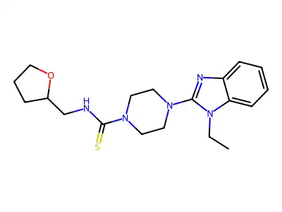 4-(1-ethylbenzimidazol-2-yl)-N-(oxolan-2-ylmethyl)piperazine-1-carbothioamide structure