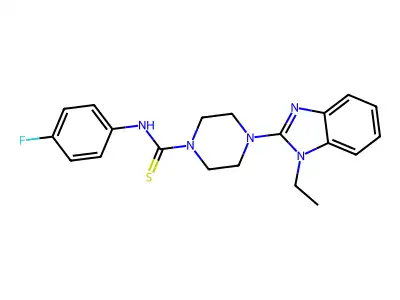 4-(1-ethylbenzimidazol-2-yl)-N-(4-fluorophenyl)piperazine-1-carbothioamide structure