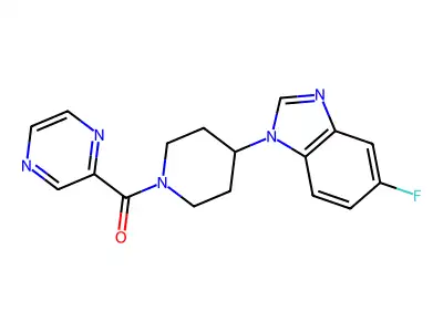 [4-(5-Fluoro-1H-benzimidazol-1-yl)-1-piperidinyl](2-pyrazinyl)methanone structure