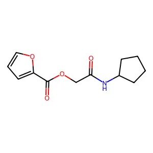 Furan-2-carboxylic acid cyclopentylcarbamoylmethyl ester structure
