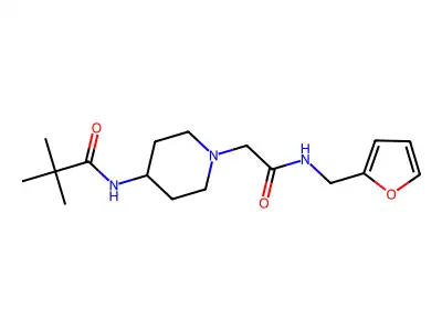 N-[1-(2-furylmethylcarbamoylmethyl)-4-piperidyl]-2,2-dimethyl-propanamide structure