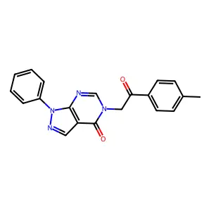 5-[2-(4-methylphenyl)-2-oxoethyl]-1-phenylpyrazolo[3,4-d]pyrimidin-4-one structure