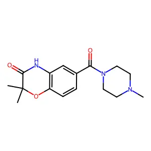 2,2-Dimethyl-6-(4-methyl-piperazine-1-carbonyl)-4H-benzo[1,4]oxazin-3-one structure