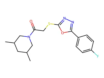 1-(3,5-dimethylpiperidin-1-yl)-2-((5-(4-fluorophenyl)-1,3,4-oxadiazol-2-yl)thio)ethanone structure