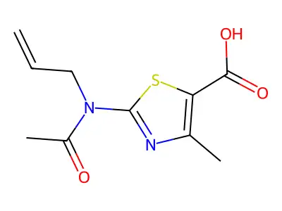 4-methyl-2-[N-(prop-2-en-1-yl)acetamido]-1,3-thiazole-5-carboxylic acid structure