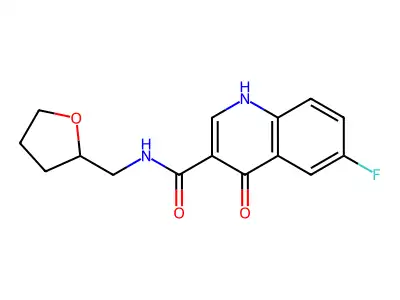 6-fluoro-4-oxo-N-(tetrahydrofuran-2-ylmethyl)-1,4-dihydroquinoline-3-carboxamide structure
