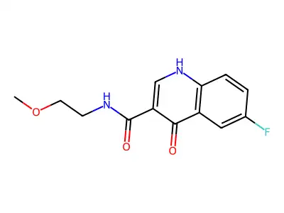 6-fluoro-4-hydroxy-N-(2-methoxyethyl)quinoline-3-carboxamide structure